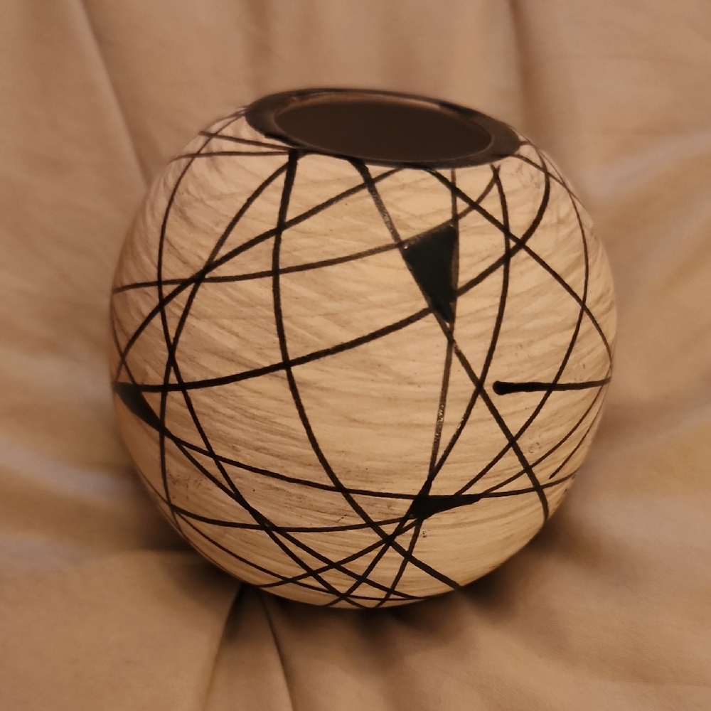 Classic Black and Cream Abstract Vase Made In Ukraine